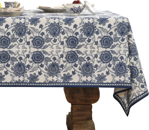 Vista 67 de [Usado] patdrea Mantel largo de lino de diseño verde para mesa rectangular, mantel vintage transpirable con patrón de frutas amarillas, funda