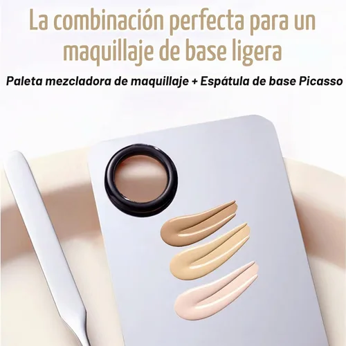 Vista 4 de Espátula de maquillaje coreana, espátula de maquillaje coreana Picasso, espátula de base coreana, espátula coreana profesional y paleta de mezcla