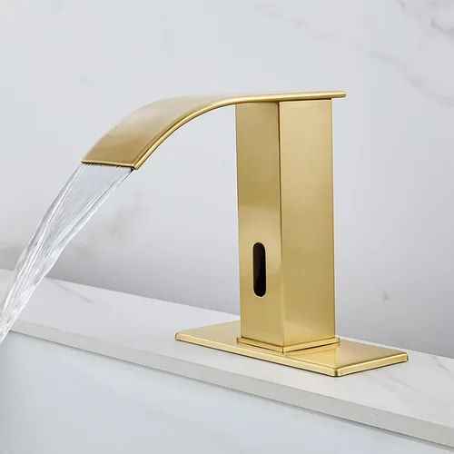 Vista 10 de Grifo de baño sin contacto, llave de cascada con sensor automático, lavabo moderno de acero inoxidable mate negro, llave de lavabo con sensor