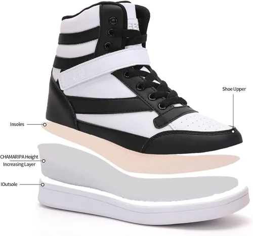 Vista 3 de UBFEN Zapatos deportivos para mujer, con soporte de tobillo alto, color vibrante, tacón de cuña oculto, estilo retro de los años 80, zapatos