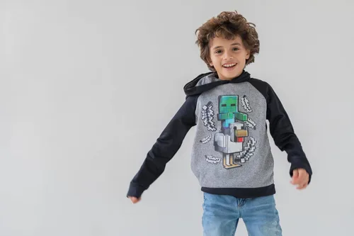 Vista 4 de Minecraft Creeper Zombie Steve - Sudadera con capucha de forro polar para niños pequeños a grandes