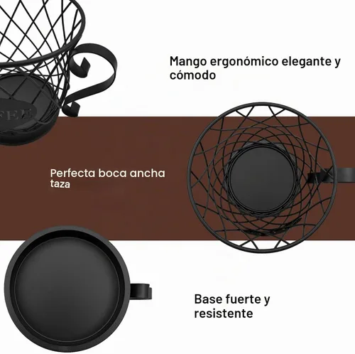 Vista 3 de Cesta de almacenamiento de cápsulas de café, organizador de gran Negro