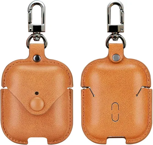 Vista 18 de MODOS LOGICOS Funda de carga de cuero para AirPods 1/2, cierre rápido seguro compatible con Apple AirPods 1/2 Generación - Negro