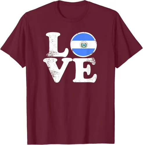 Vista 16 de Love El Salvador Flag tShirt Home Pride Distressed Tee T-Shirt