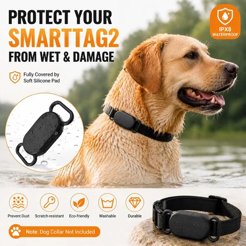 Vista 3 de Funda para collar de perro (2 unidades) para Galaxy Smarttag2, funda de silicona impermeable para gato, accesorio de cubierta protectora resistente