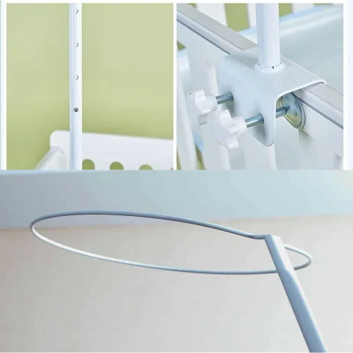 Vista 4 de Soporte para dosel para cuna, soporte para mosquitera, de metal Soporte ajustable con clip, accesorios para mosquiteros