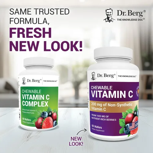 Vista 2 de Dr. Berg Complejo de vitamina C masticable - Hecho con bayas orgánicas, sin OMG, 60 deliciosas obleas