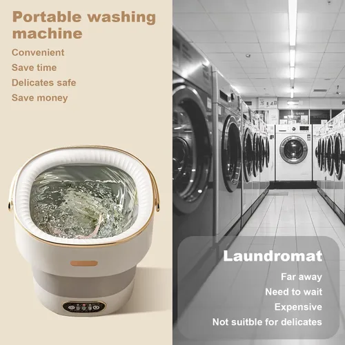Vista 5 de Lavadora portátil, Mini lavadora de 13L de gran capacidad mejorada, lavadora plegable para limpieza profunda de ropa interior, ropa pequeña de bebé