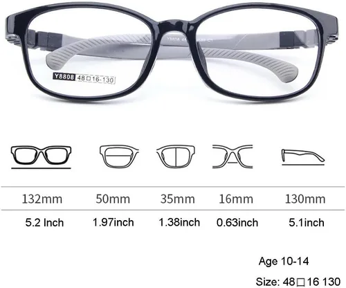 Vista 2 de QYAJS Montura de anteojos para niños, montura óptica TR90, flexible, flexible, flexible, de una pieza, segura, para niñas y niños