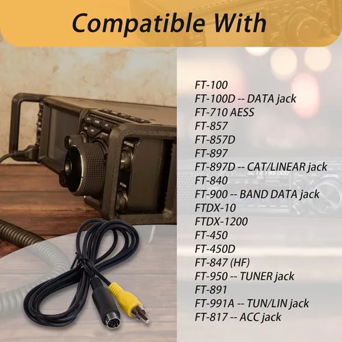 Vista 2 de XTPTFABS - Conector macho Mini DIN a RCA de 8 pines, 4.9 ft/5 pies, trenza completa, Plug & Play Ajuste para YAESU FT-710 FT710 FT-100 FT-857