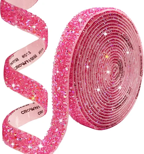 Vista 15 de Cinta autoadhesiva de resina negra con diamantes de imitación, 4 yardas, cinta de cristal brillante aplicable a bodas, cumpleaños, Navidad, fiestas