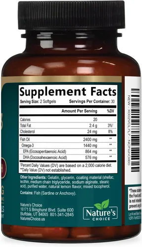 Vista 9 de Suplementos de aceite de pescado Omega 3 – 2400 mg de aceite de pescado por porción – Omega-3 de triple fuerza con ácidos grasos EPA y DHA – Apoyo
