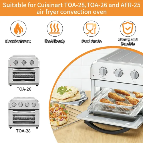 Vista 3 de GWY Estante de alambre para freidora de aire 3 en 1 para Cuisinart TOA-26 28 AFR-25, horno tostador de convección de freidora de aire, 11.2 x 10