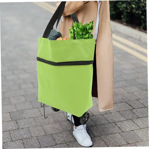 Vista 9 de Bolsa de lavandería plegable con ruedas grandes reutilizables para necesidades diarias Versátil Verde