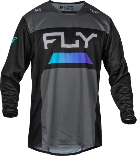 Vista 6 de Fly Racing Camiseta Kinetic Prix para adultos 2024, color gris hielo/carbón/alta visibilidad pequeña; 377-421S
