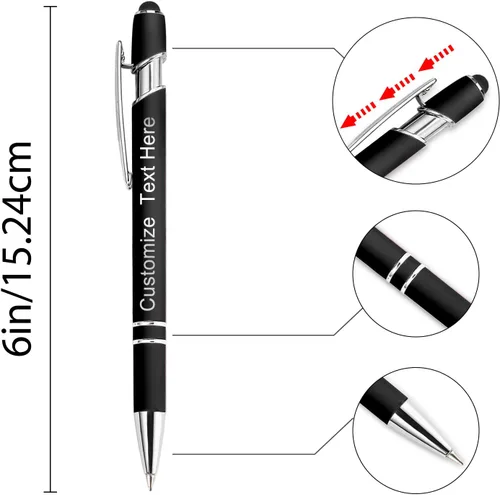 Vista 4 de 96 bolígrafos personalizados a granel con punta de lápiz capacitivo, bolígrafos personalizados con mensaje de logotipo y nombre, ideas de regalo