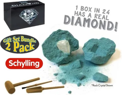 Vista 3 de Schylling Chip Away Science Digs - Juego de regalo de oro y diamantes, paquete de 2
