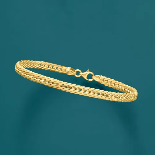 Vista 4 de Ross-Simons Pulsera italiana de oro de 14 quilates con eslabones cubanos