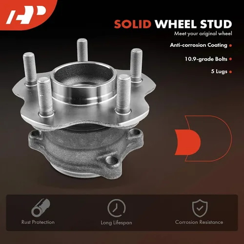 Vista 6 de A-Premium Cojinete de rueda trasera y conjunto de cubo con 5 orificios compatible con Infiniti FX35 Base 2003-2008 V6 3.5L, RWD Compatible with