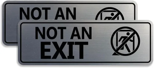 Vista 13 de Letrero estándar NOT an EXIT (Stick Man) (negro/oro), tamaño pequeño