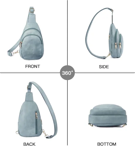 Vista 133 de Telena Riñonera pequeña para mujer, de cuero, cangureras, bolsa de pecho para mujer