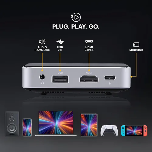 Vista 4 de KODAK - Ultra Mini Proyector Recargable de Bolsillo – Proyector DLP Pico Negro de 100” de visualización, HDMI/USB/Micro SD, altavoz incorporado