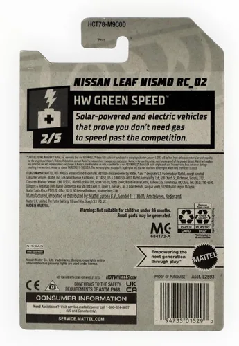 Vista 2 de Hot Wheels Nissan Leaf RC_02, velocidad verde 2/5, rojo