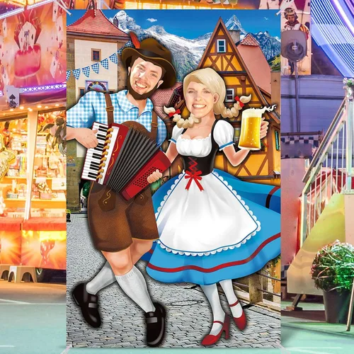 Vista 4 de Tudomro Oktoberfest - Cartel para puerta de fotos para parejas, decoración de fiesta, 6 x 4 pies, accesorios para fotos del Oktoberfest, telón