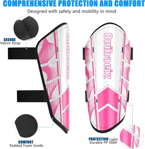 Vista 4 de Espinilleras de fútbol para niños y niñas, espinilleras de fútbol para niños y niñas, equipo de protección de pantorrillas, equipo de protección