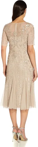 Vista 2 de Adrianna Papell Vestido largo de té con cuentas para mujer