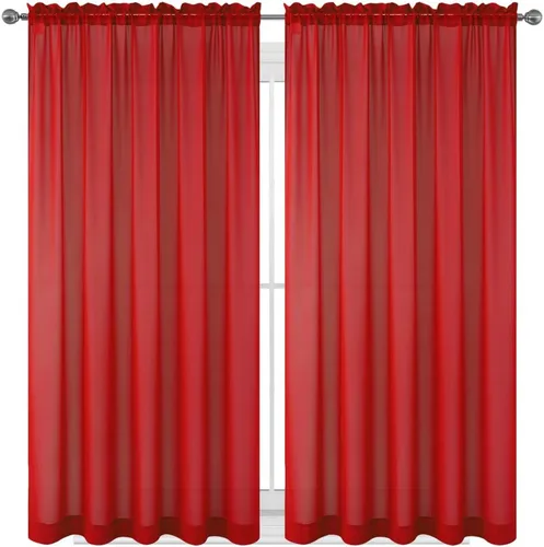 Vista 24 de WPM - Cortinas traslúcidas de color beige de 60 pulgadas de ancho x 95 pulgadas de largo, 2 paneles tratamiento de ventana para sala de estar
