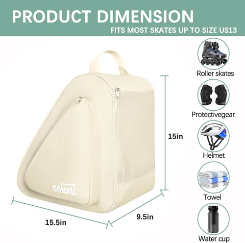 Vista 2 de Goloni Bolsa de patinaje para patines de hielo, patines en línea, patines y cuádruples, bolsa de equipo de patinaje unisex para adultos
