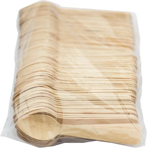 Vista 3 de Perfect Stix Green Spoon 110 Cuchara de madera de abedul compostable para cubiertos con cóncavo, 4-1/2 pulgadas de longitud (paquete de 100)