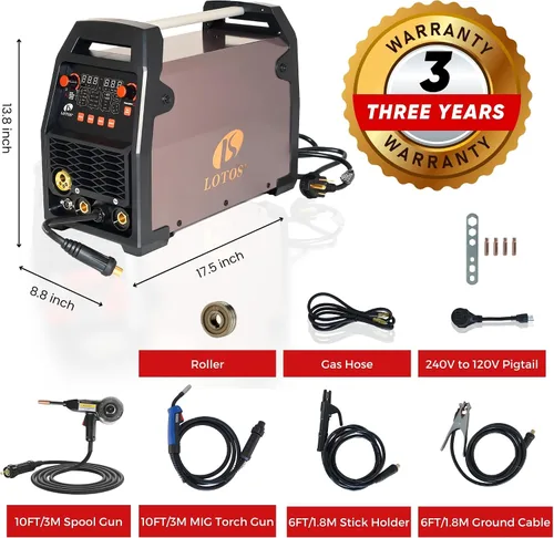 Vista 7 de LOTOS MIG180 Soldador MIG de 180A, 6 en 1 Gas MIG, MIG con Núcleo de Fundente sin Gas, Electrodo, TIG con Elevación, Punteo, Máquina de Soldadura