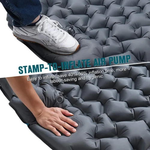 Vista 3 de Alfombrilla de dormir autoinflable para campamento, almohadilla de colchón de aire ultraligera conectable, 2 almohadillas anchas extra gruesas