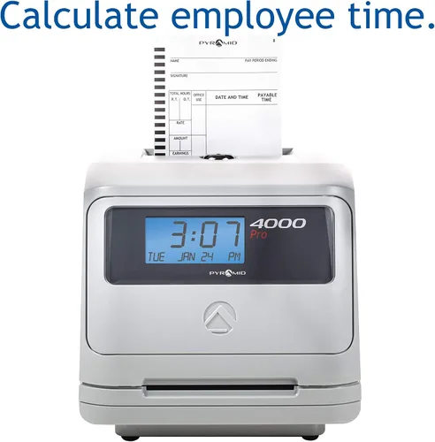 Vista 3 de Pyramid 4000 reloj automático computador de horas, hasta 50 empleados, hecho en EE. UU.