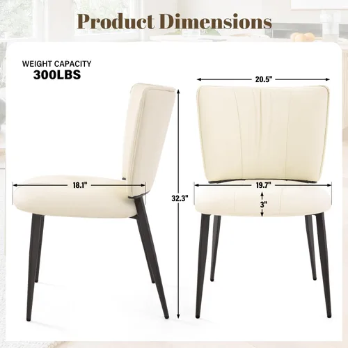 Vista 2 de Homcosan Juego de 2 sillas de comedor, modernas sillas de cocina con asiento acolchado tapizado y patas de metal, fácil montaje, sillas de comedor