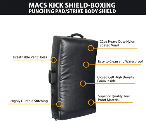 Vista 2 de MACS Almohadilla tailandesa curvada para entrenamiento de artes marciales para bloquear golpes y patadas en la superficie, escudo deportivo