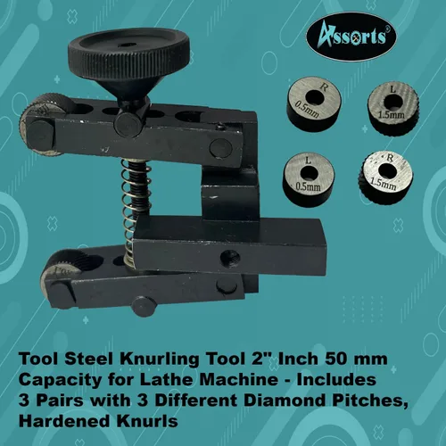 Vista 3 de Herramienta de moleteado de acero de 2" pulgadas II 1.969 in de capacidad para máquina de torno - 3 pares x 3 diferentes moleteados endurecidos