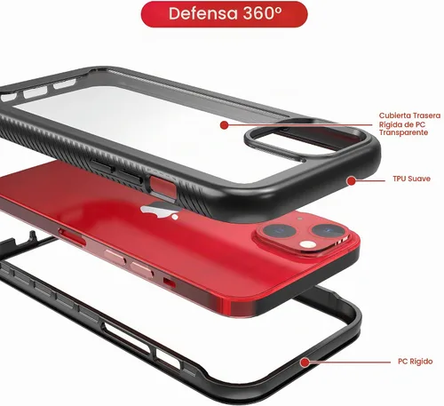 Vista 4 de Funda transparente para iPhone 13/14 para hombres y niños, híbrida 2 en 1, a prueba de golpes, protección resistente, resistente, delgada, funda