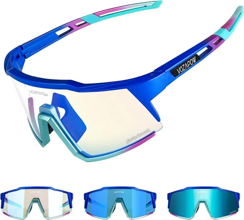 Vista 9 de Photochromic Sports Sunglasses XL for Men Women, TR90 Frame Cycling Glasses for Baseball, Running, Hiking