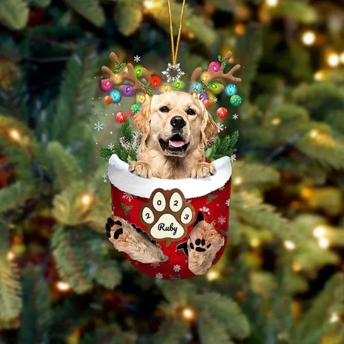Vista 107 de Adornos personalizados de Pug cervatillo – Decoración personalizada para árbol de Navidad con patas de bolsillo de nieve