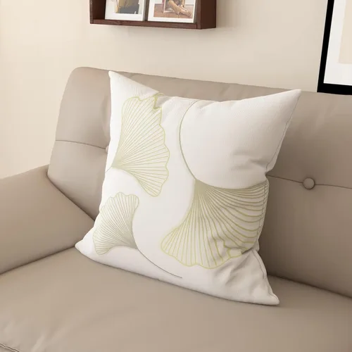 Vista 17 de Funda de almohada de mezcla de algodón y lino de estilo nórdico con patrón de hojas de ginkgo, funda de cojín para sofá del hogar, funda de almohada