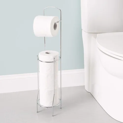 Vista 5 de Home Basics, soporte para pañuelos, para baño, con despachador, Plateado, Paquete de 1