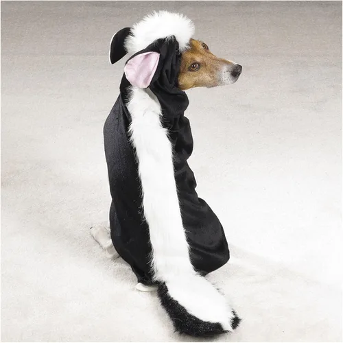Vista 2 de Casual Canine Lil' Stinker - Disfraz de perro extra pequeño - Disfraz de mofeta en blanco y negro para tu perro que se adapta a longitudes de hasta