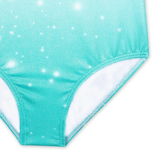 Vista 6 de HOZIY Leotardos de gimnasia para niñas, sin mangas, manga larga, copos de nieve, azul, morado, lentejuelas, cintas coloridas, rayas de leopardo rosa