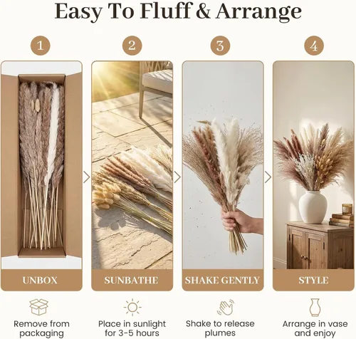 Vista 6 de 450 piezas de decoración de hierba de pampa seca natural