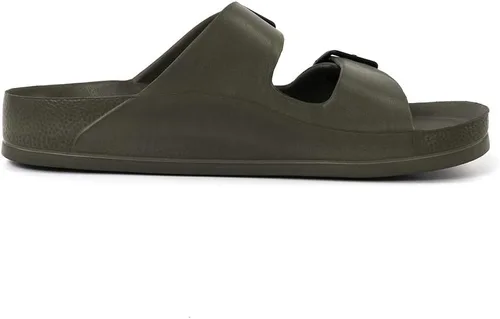 Vista 2 de LuffyMomo - Sandalias ajustables: de pata de gallo o con doble hebilla para mujer, material EVA, cómoda base Verde militar-a
