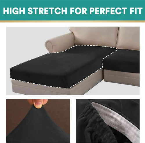 Vista 5 de MIFXIN Fundas para sofá modular, 3 piezas, funda de asiento de sofá de terciopelo elástico en forma de L, funda de cojín separada, protector