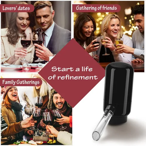 Vista 8 de BLUBYEES Aireador eléctrico de vino, máquina dispensadora de vino portátil de un solo botón y decantador de vino, filtro automático